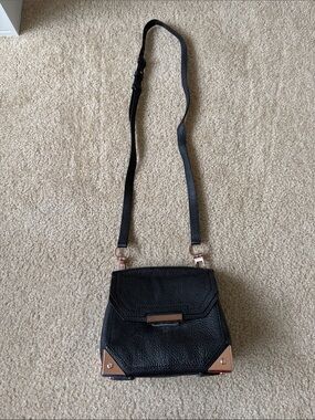 Alexander Wang Black Pebbled Crossbody Bag with Rose Gold Accents